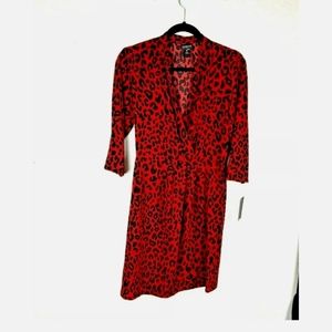 Women's animal print dress red black size 6P NWT